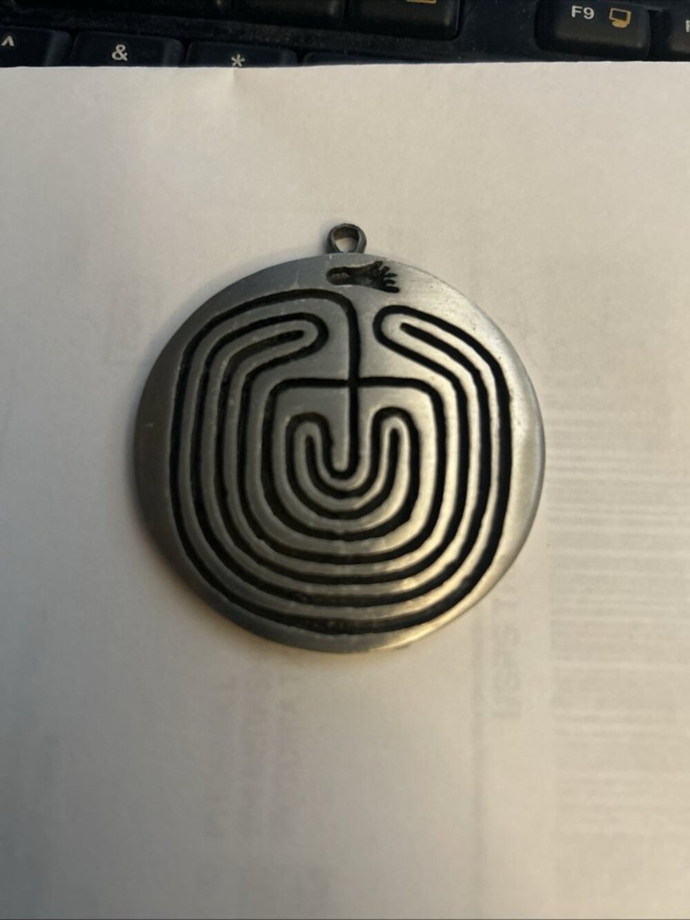 Labyrinth Man In The Maze Pendant Native American Maze With Foot Print Pendant